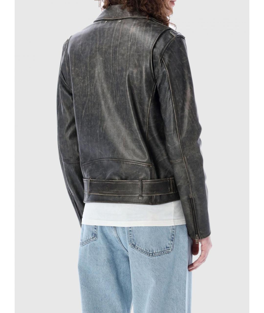 GOLDEN GOOSE DELUXE BRAND Серая кожаная куртка, фото 3