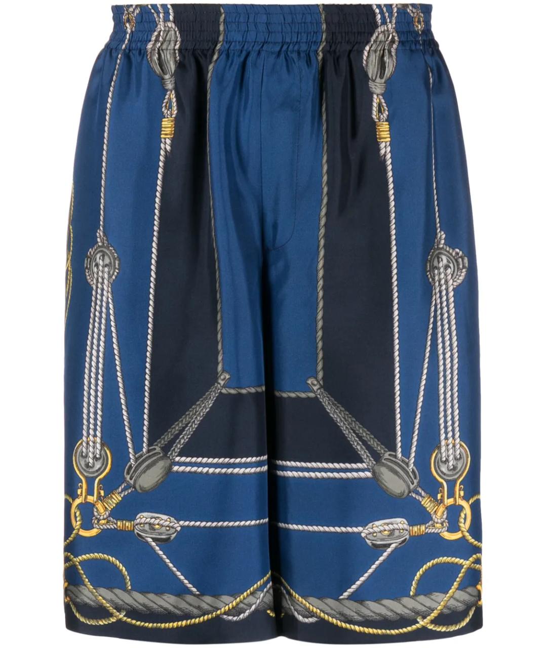 VERSACE Синие шелковые шорты, фото 1