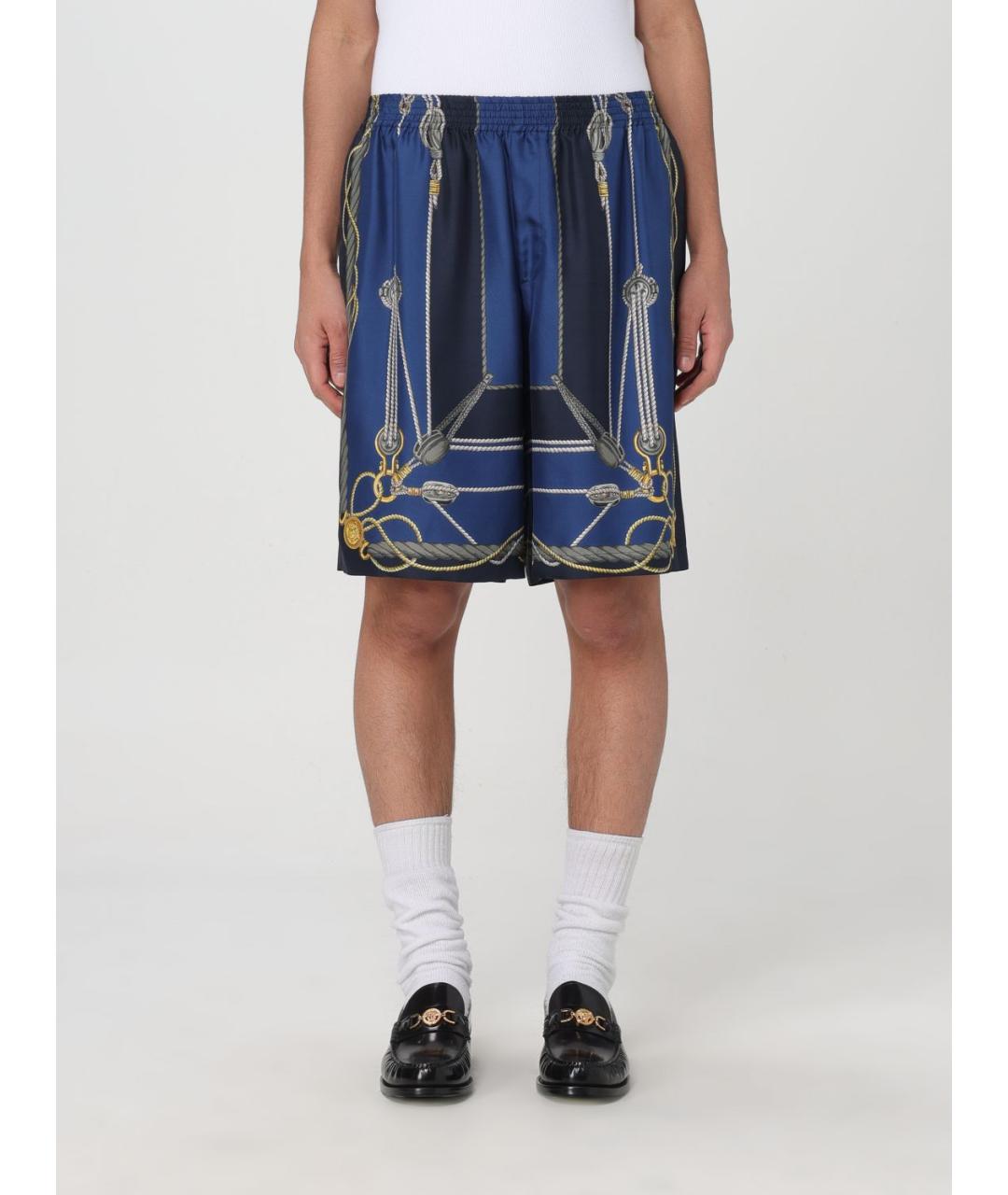 VERSACE Синие шелковые шорты, фото 2