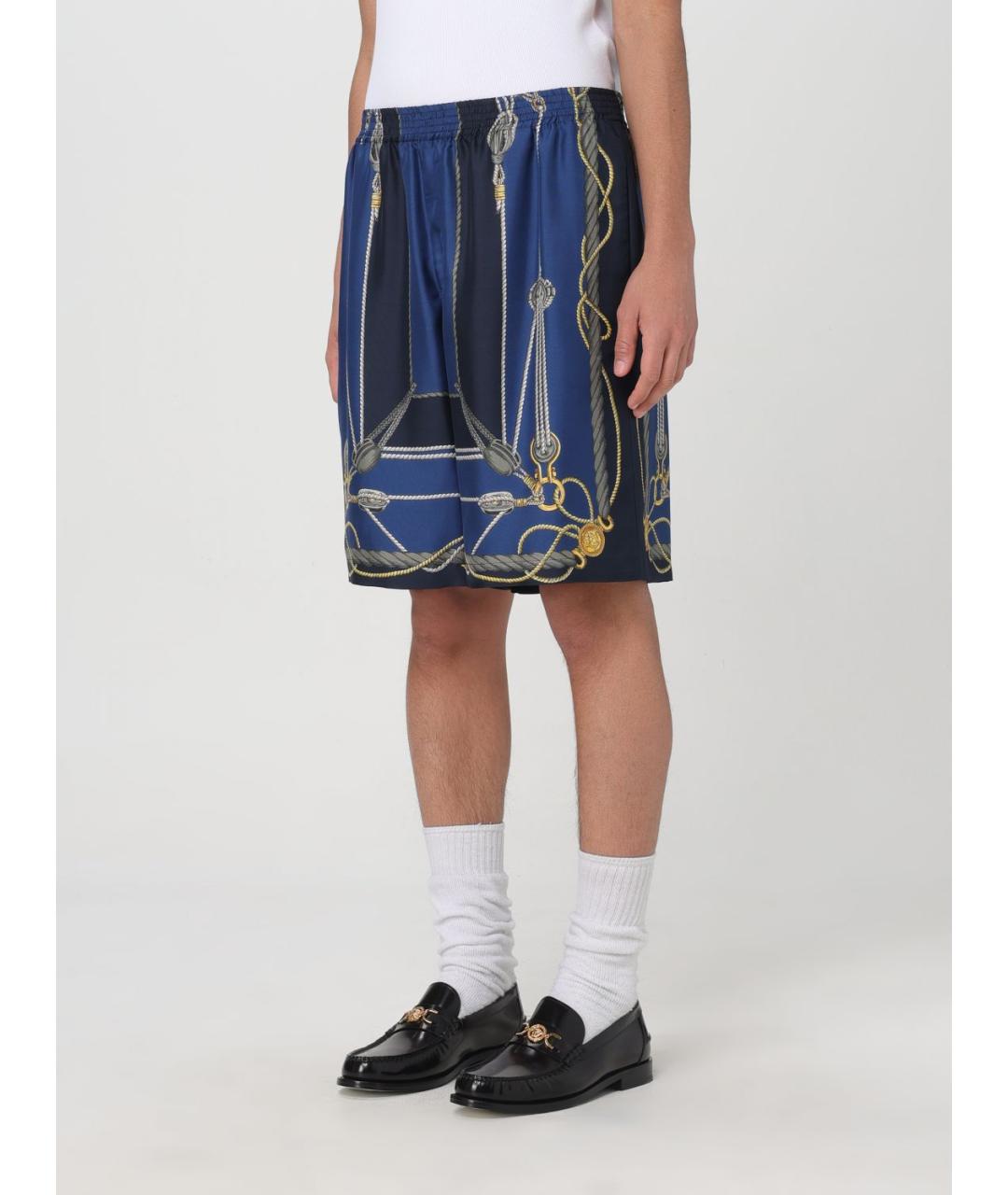 VERSACE Синие шелковые шорты, фото 4