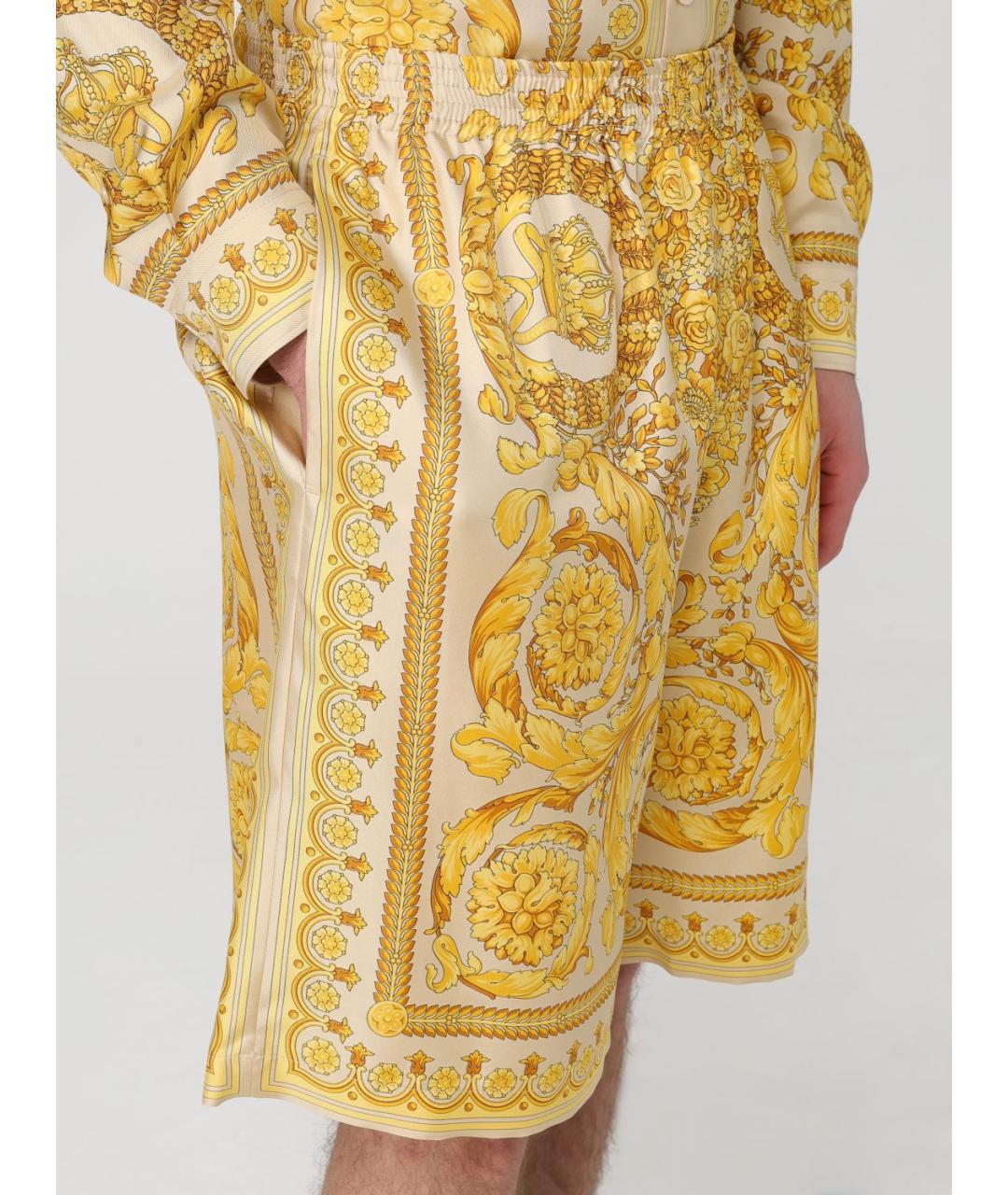 VERSACE Желтые шелковые шорты, фото 6