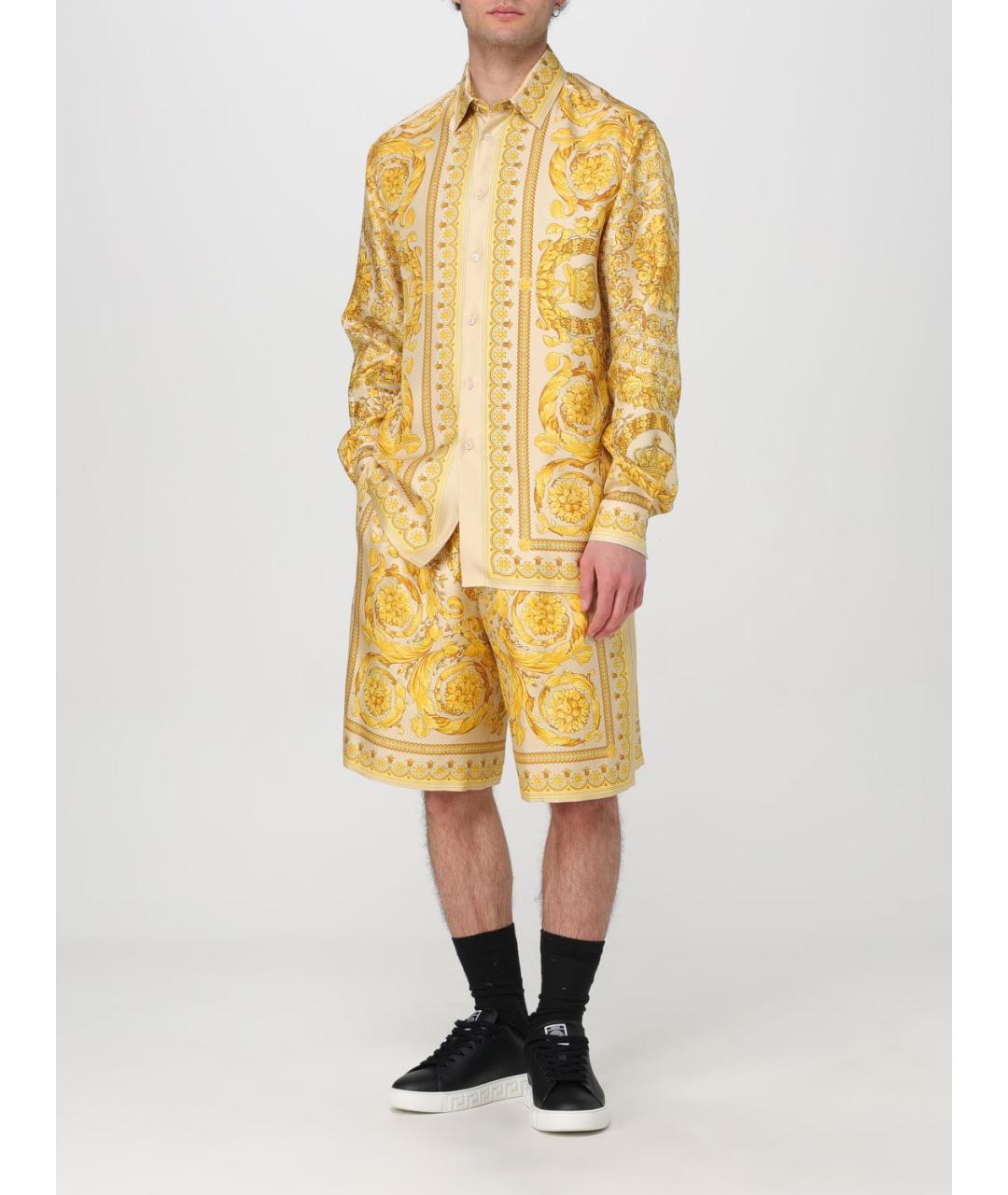 VERSACE Желтые шелковые шорты, фото 3