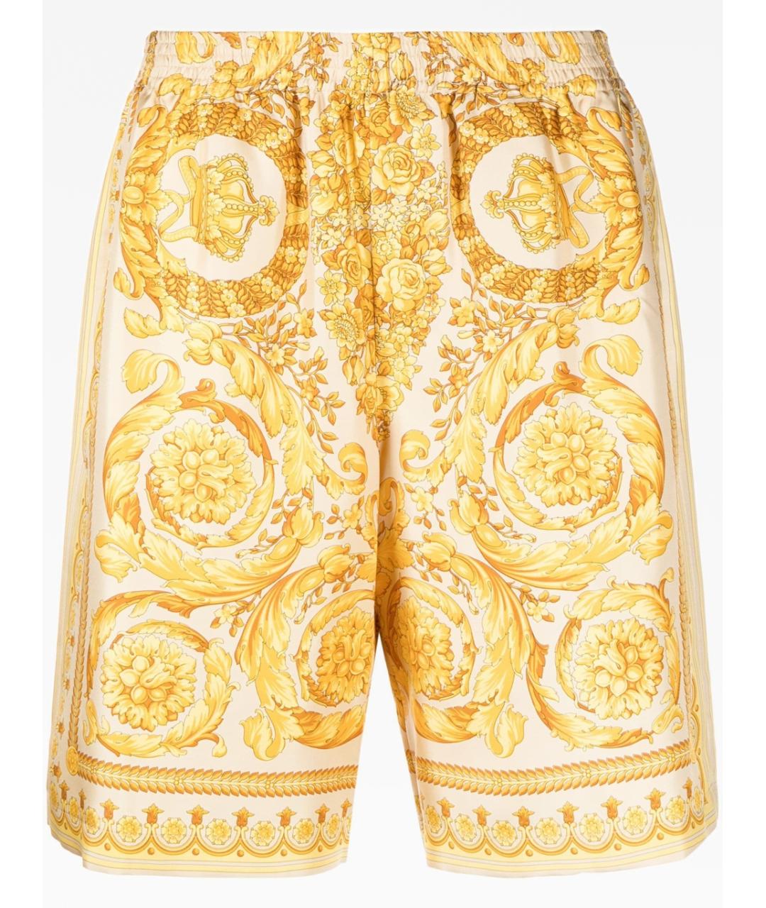 VERSACE Желтые шелковые шорты, фото 7