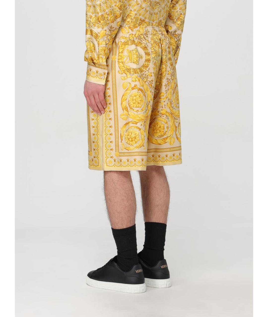VERSACE Желтые шелковые шорты, фото 4