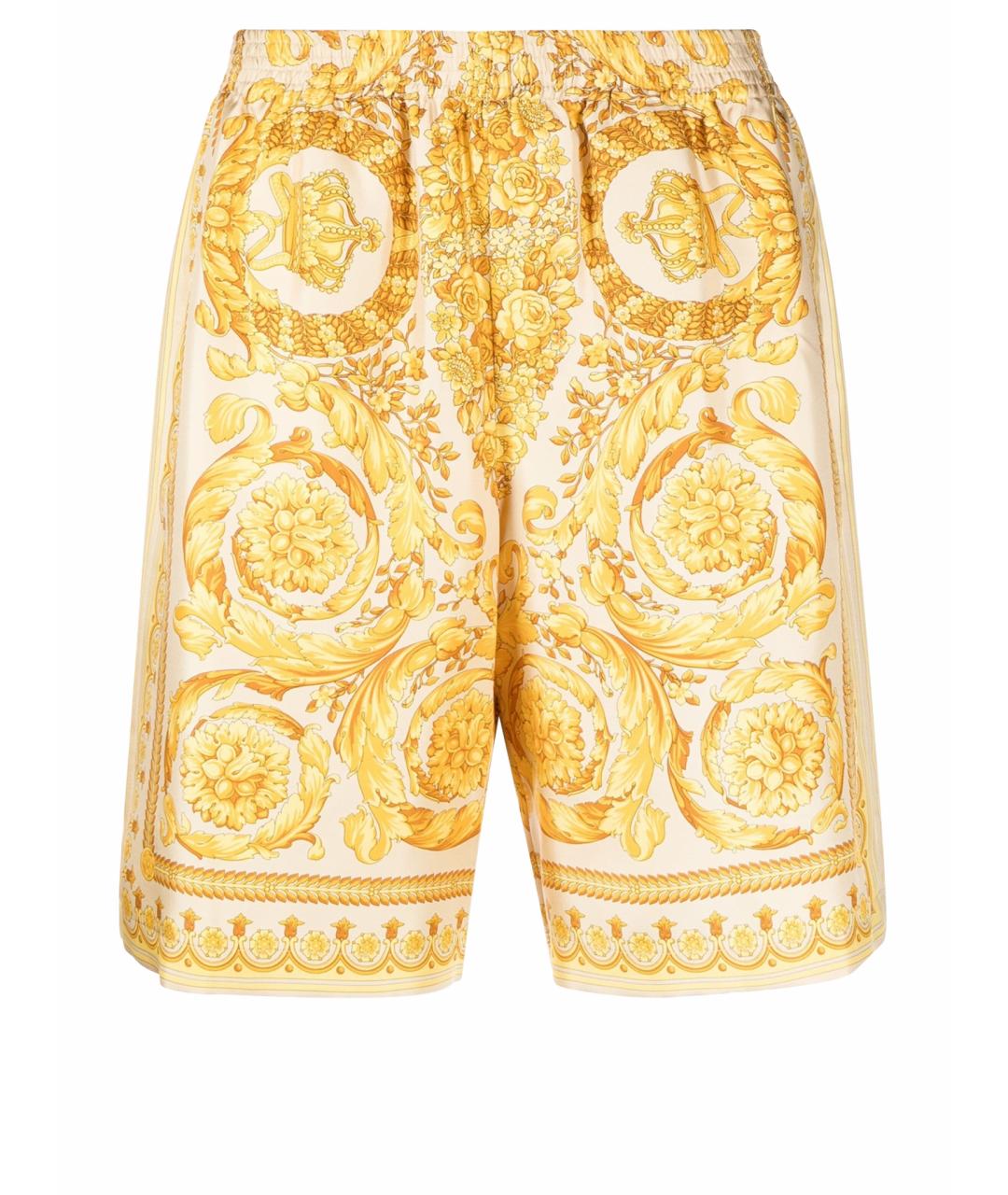 VERSACE Желтые шелковые шорты, фото 1