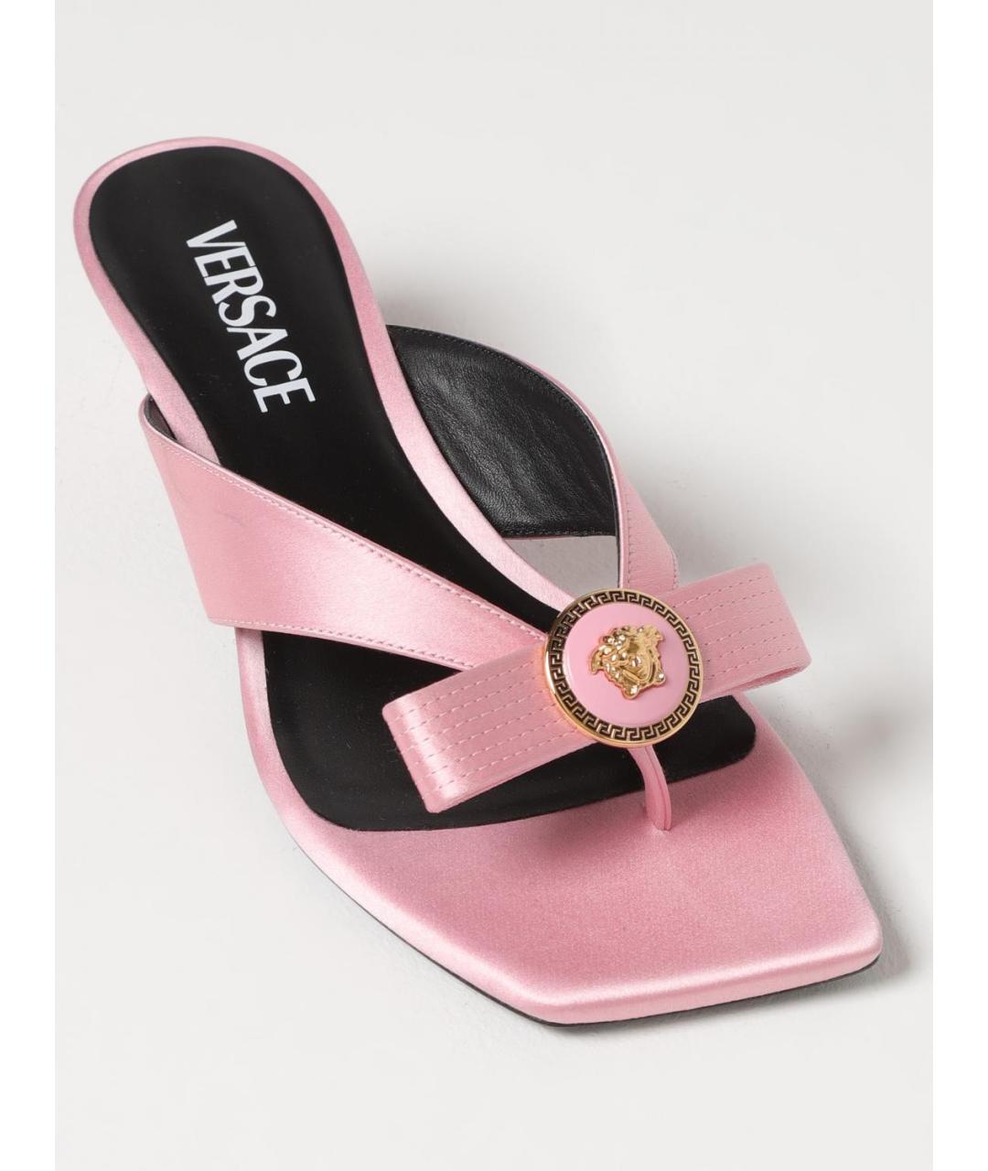 VERSACE Розовые текстильные мюли, фото 4