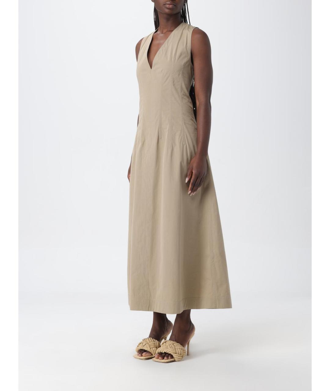 BOTTEGA VENETA Бежевое хлопковое платье, фото 4