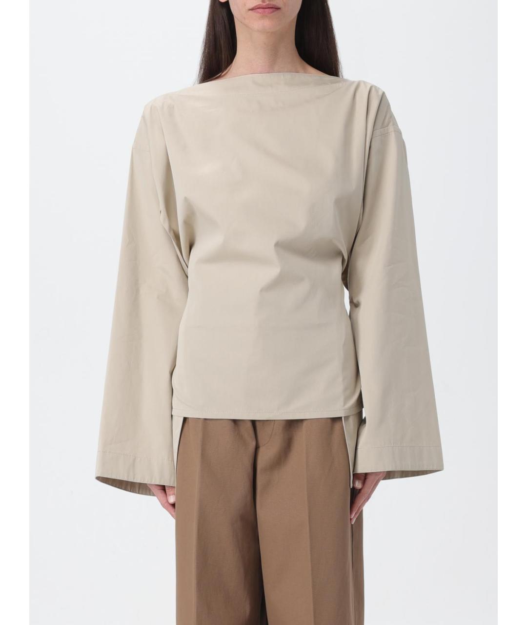 BOTTEGA VENETA Бежевая хлопковая блузы, фото 2