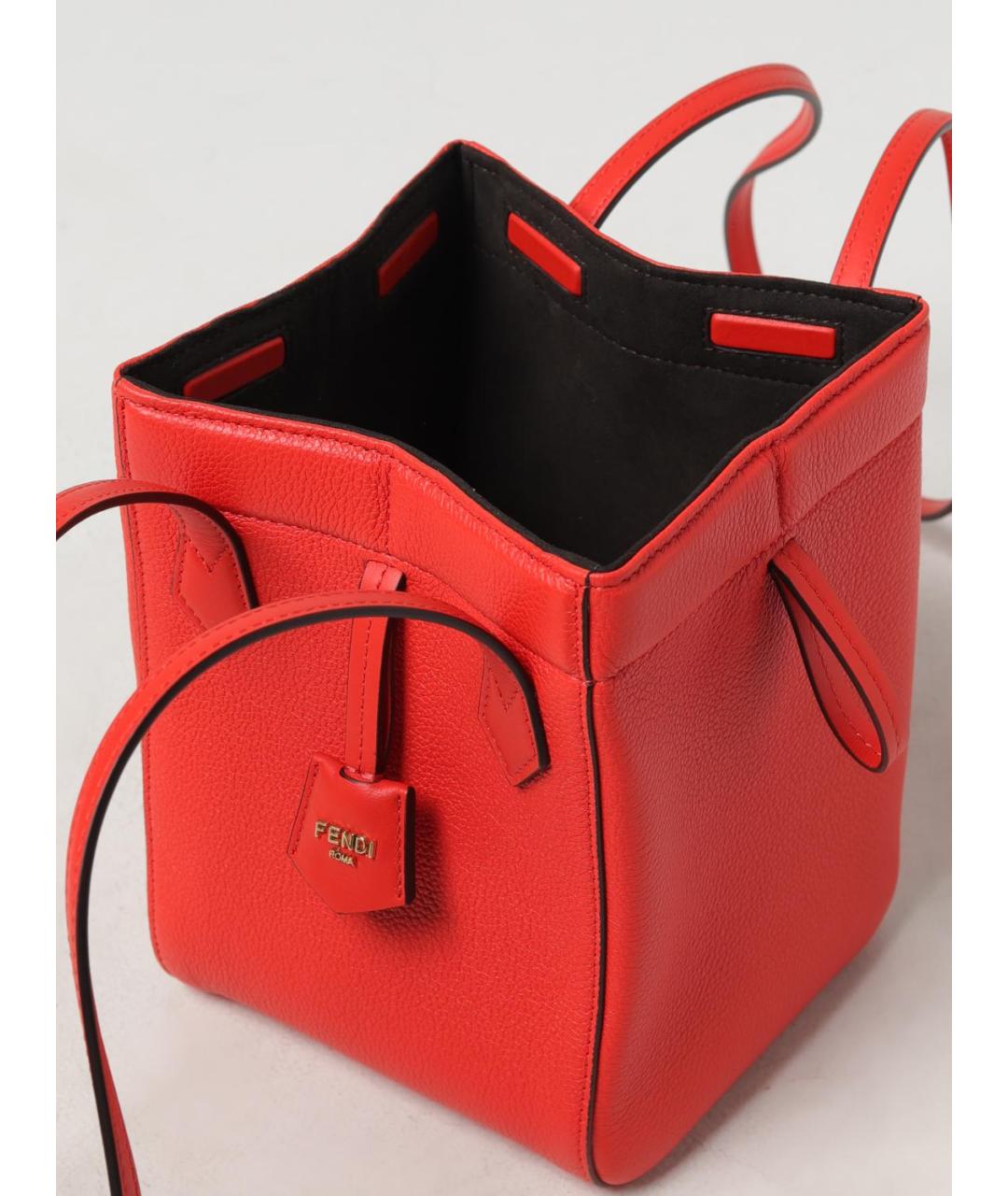 FENDI Красная кожаная сумка тоут, фото 5