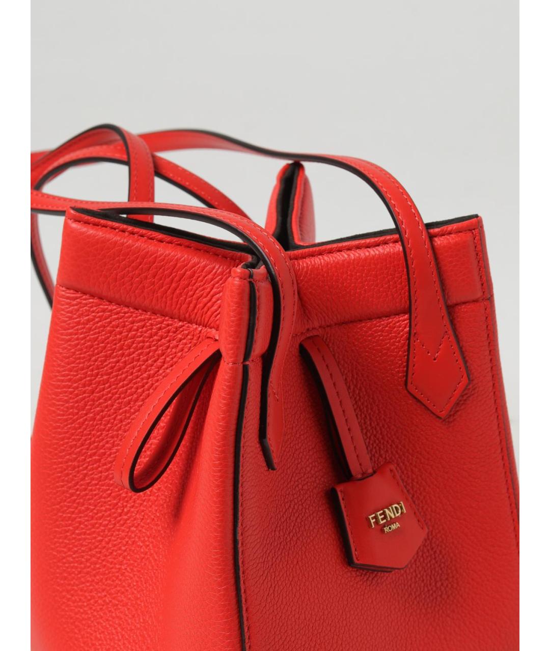 FENDI Красная кожаная сумка тоут, фото 4