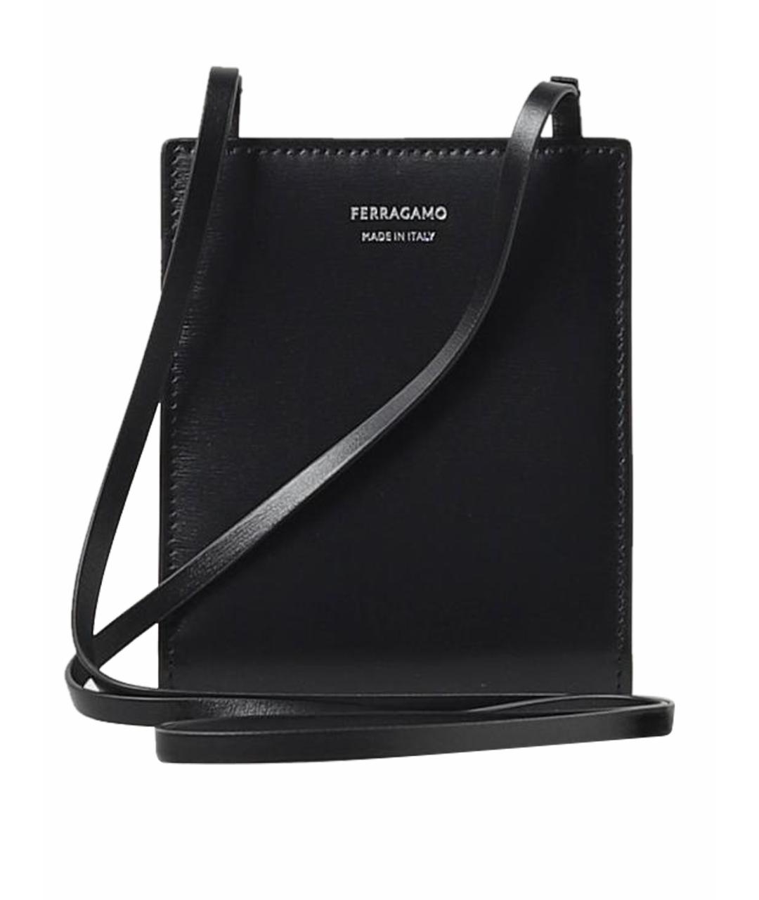 FERRAGAMO Черный кожаный кошелек, фото 1