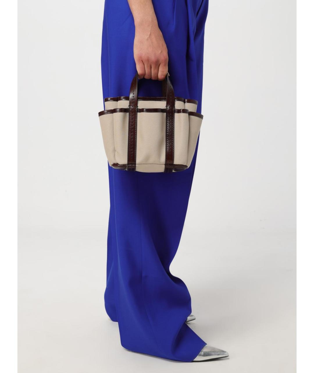 MAX MARA Бежевая тканевая сумка тоут, фото 2