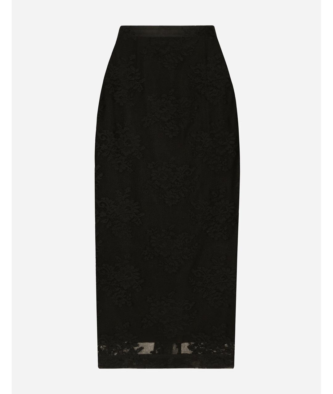 DOLCE&GABBANA Черная хлопковая юбка миди, фото 7