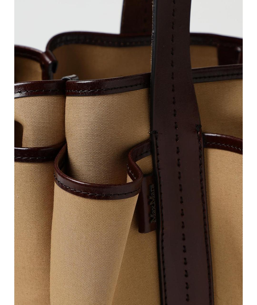 MAX MARA Бежевая тканевая сумка тоут, фото 4