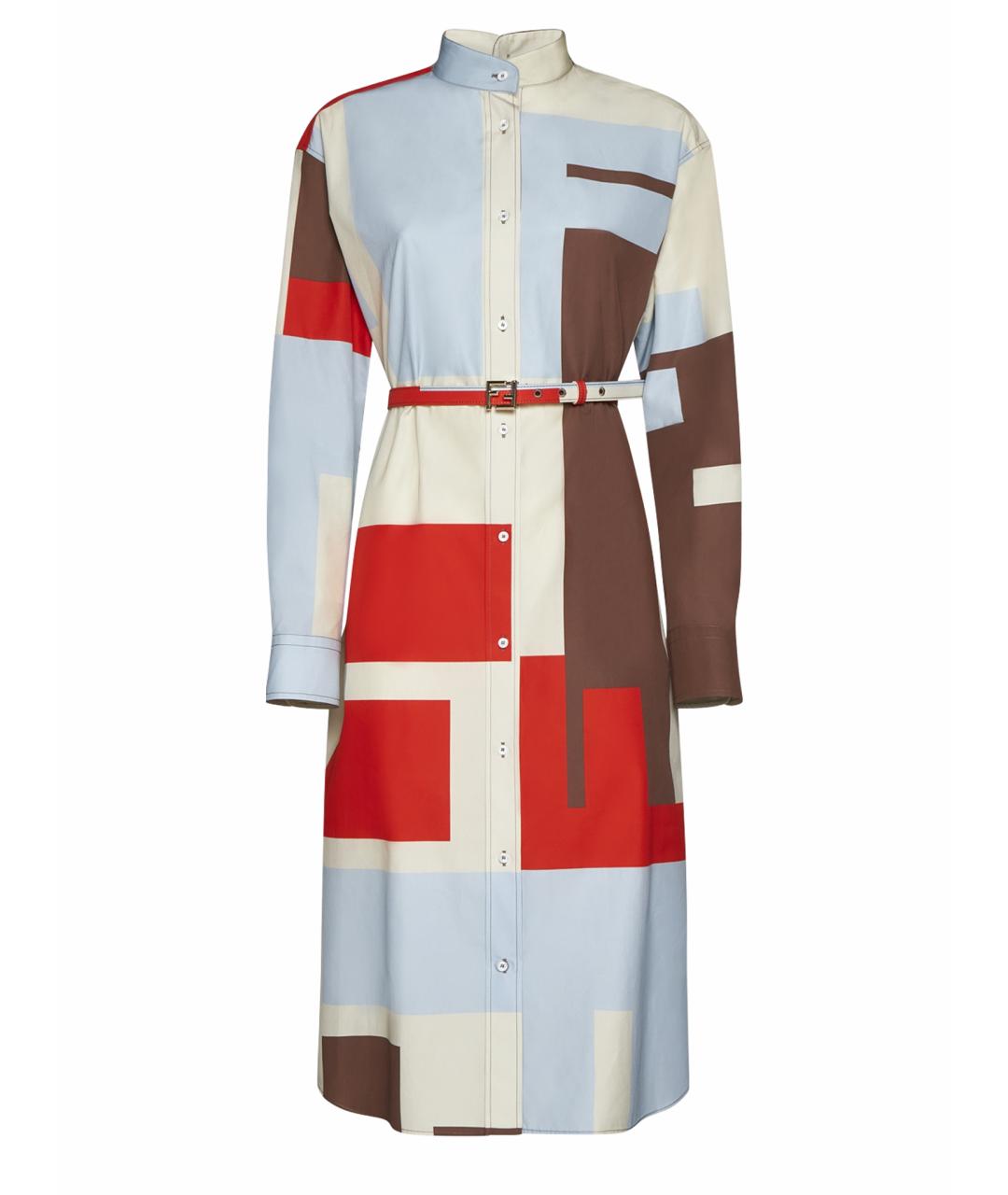 FENDI Мульти хлопковое повседневное платье, фото 1