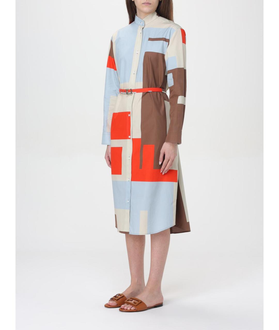 FENDI Мульти хлопковое повседневное платье, фото 5
