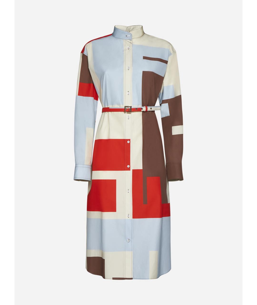 FENDI Мульти хлопковое повседневное платье, фото 7
