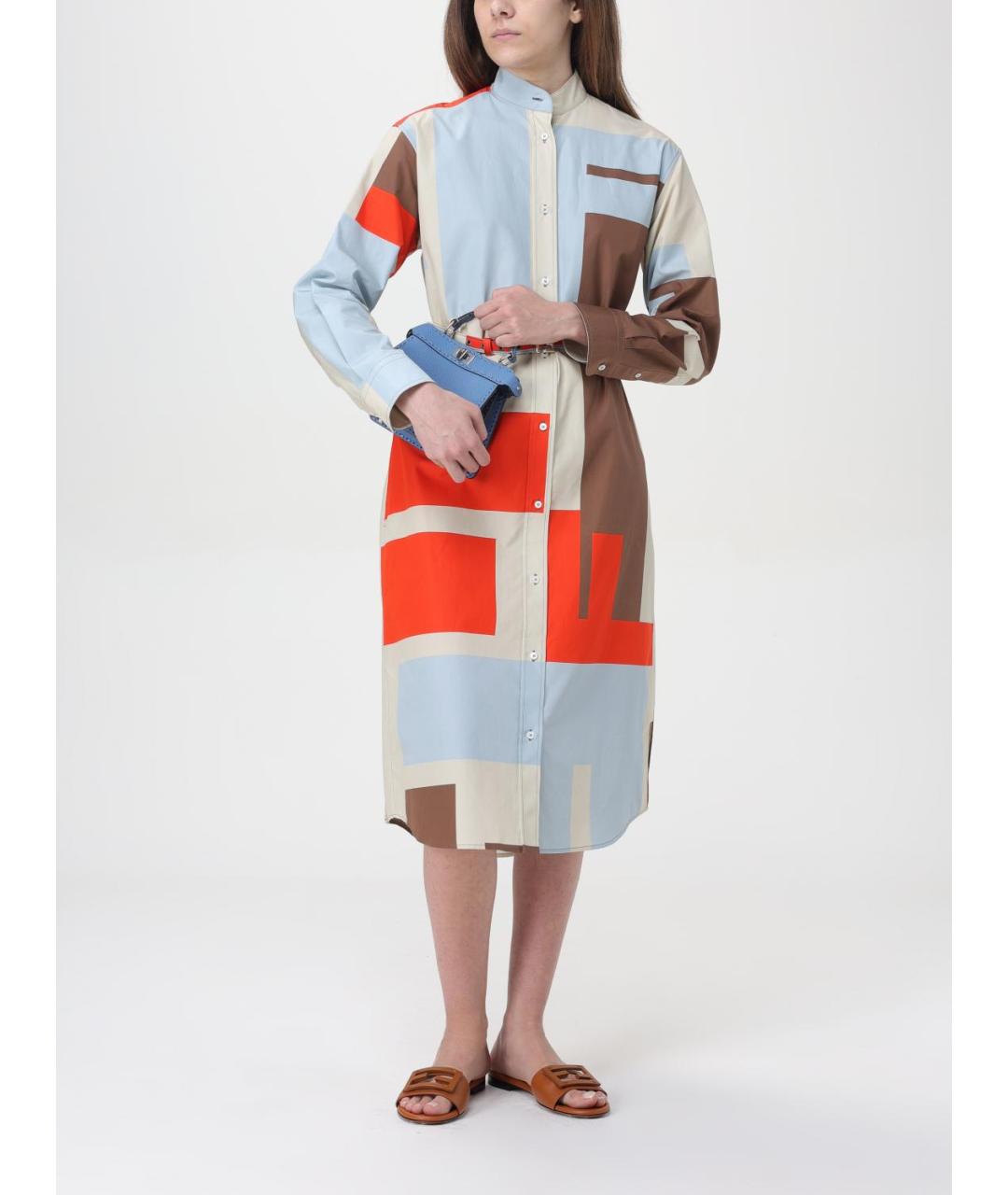 FENDI Мульти хлопковое повседневное платье, фото 3