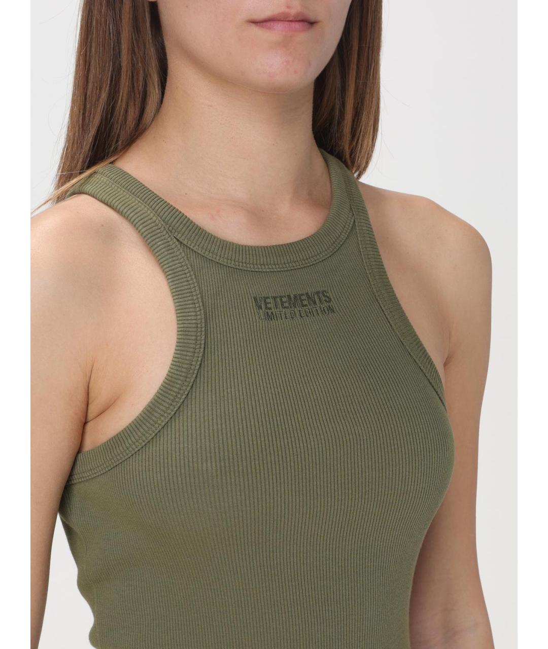 VETEMENTS Зеленые хлопко-эластановое платье, фото 5