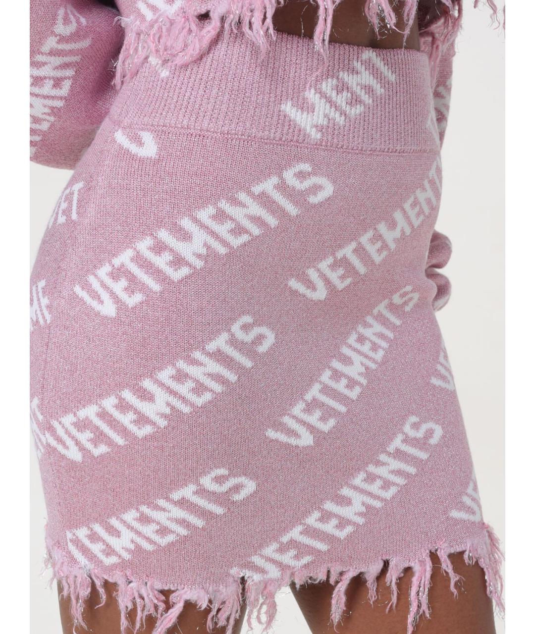 VETEMENTS Розовая вискозная юбка мини, фото 6