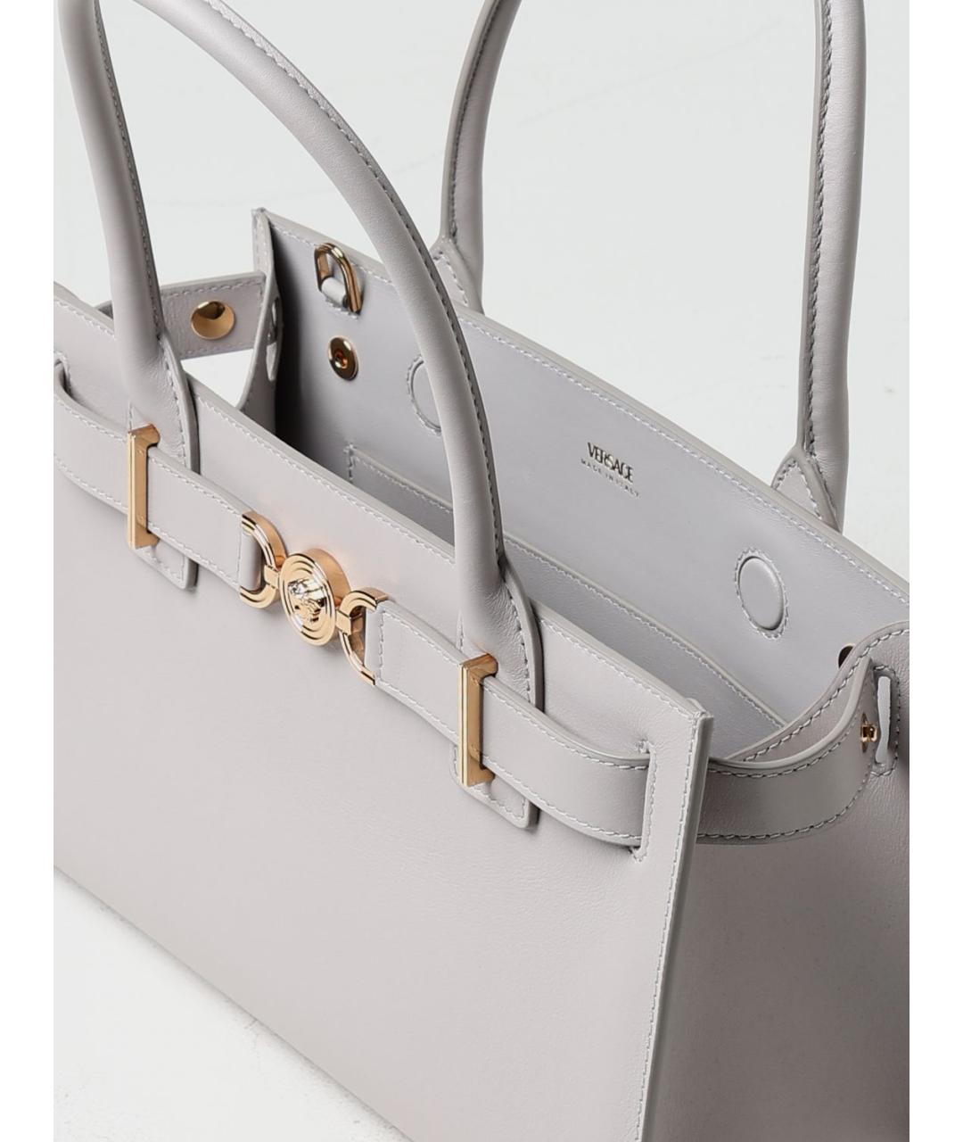 VERSACE Серая кожаная сумка тоут, фото 5