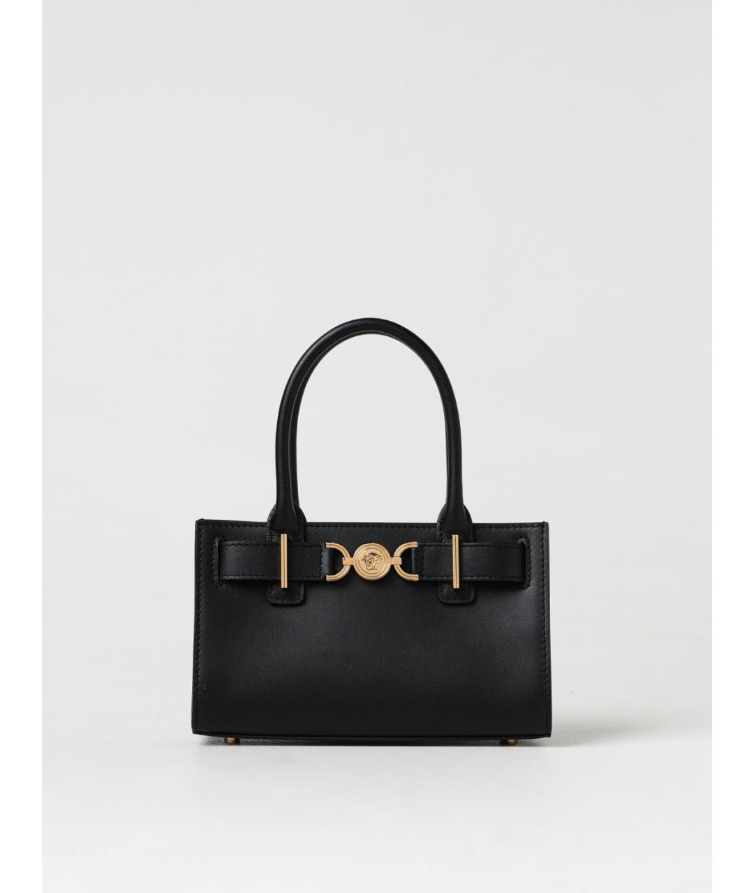 VERSACE Черная кожаная сумка тоут, фото 6