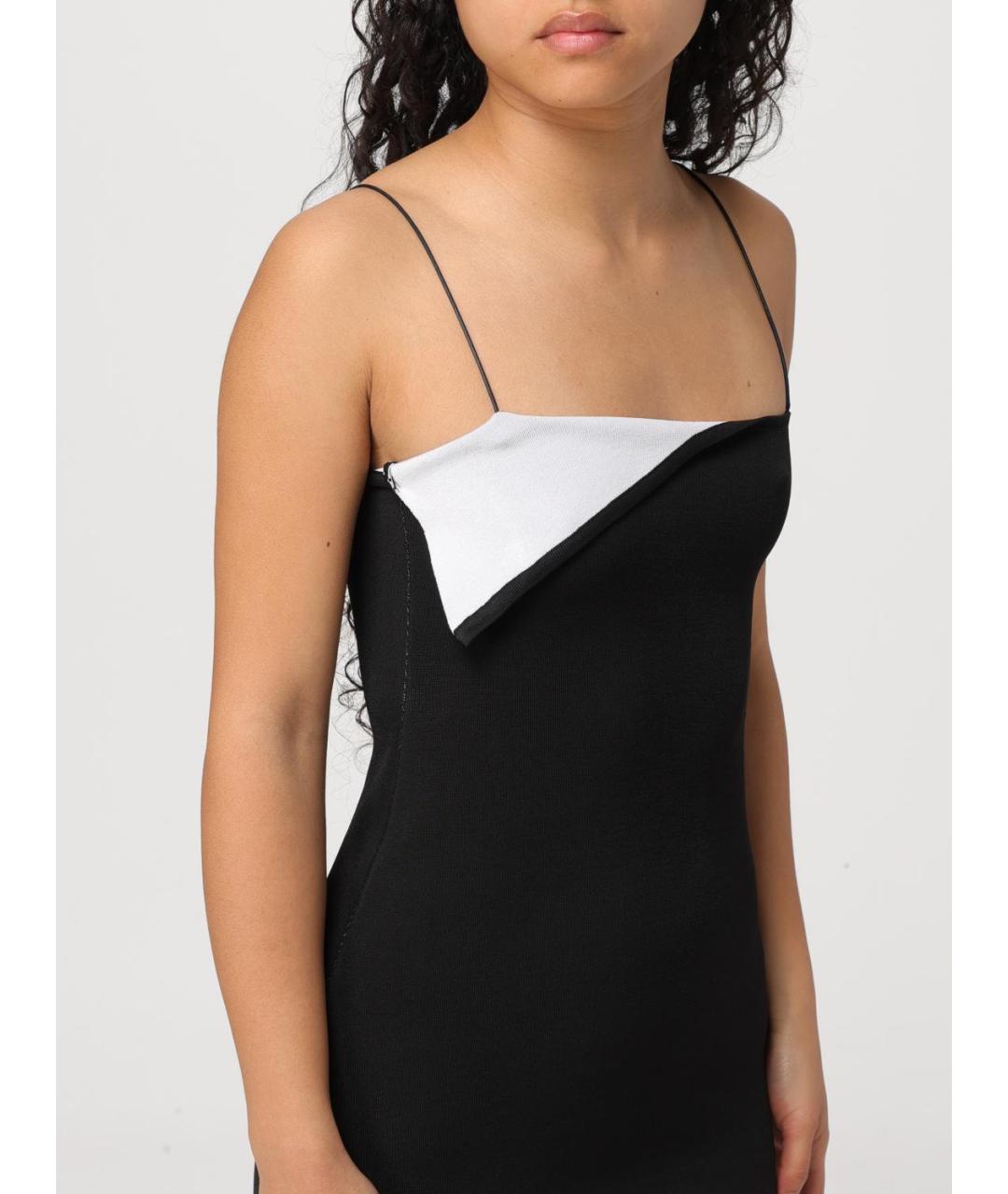 JACQUEMUS Черное вискозное коктейльное платье, фото 5