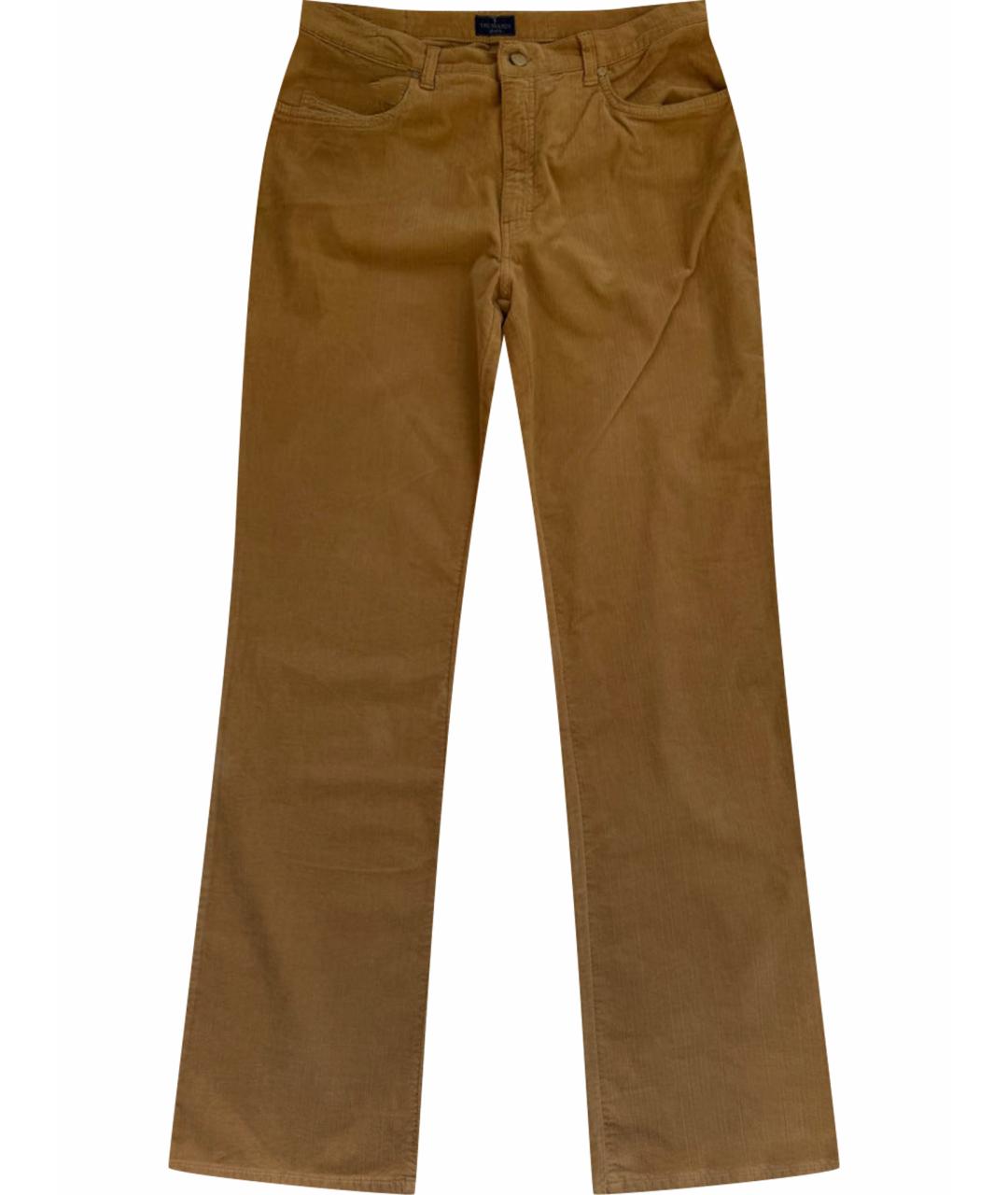TRUSSARDI JEANS Бежевые хлопко-эластановые брюки широкие, фото 1