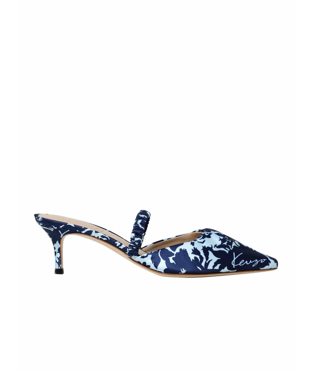 KENZO Синие текстильные мюли, фото 1