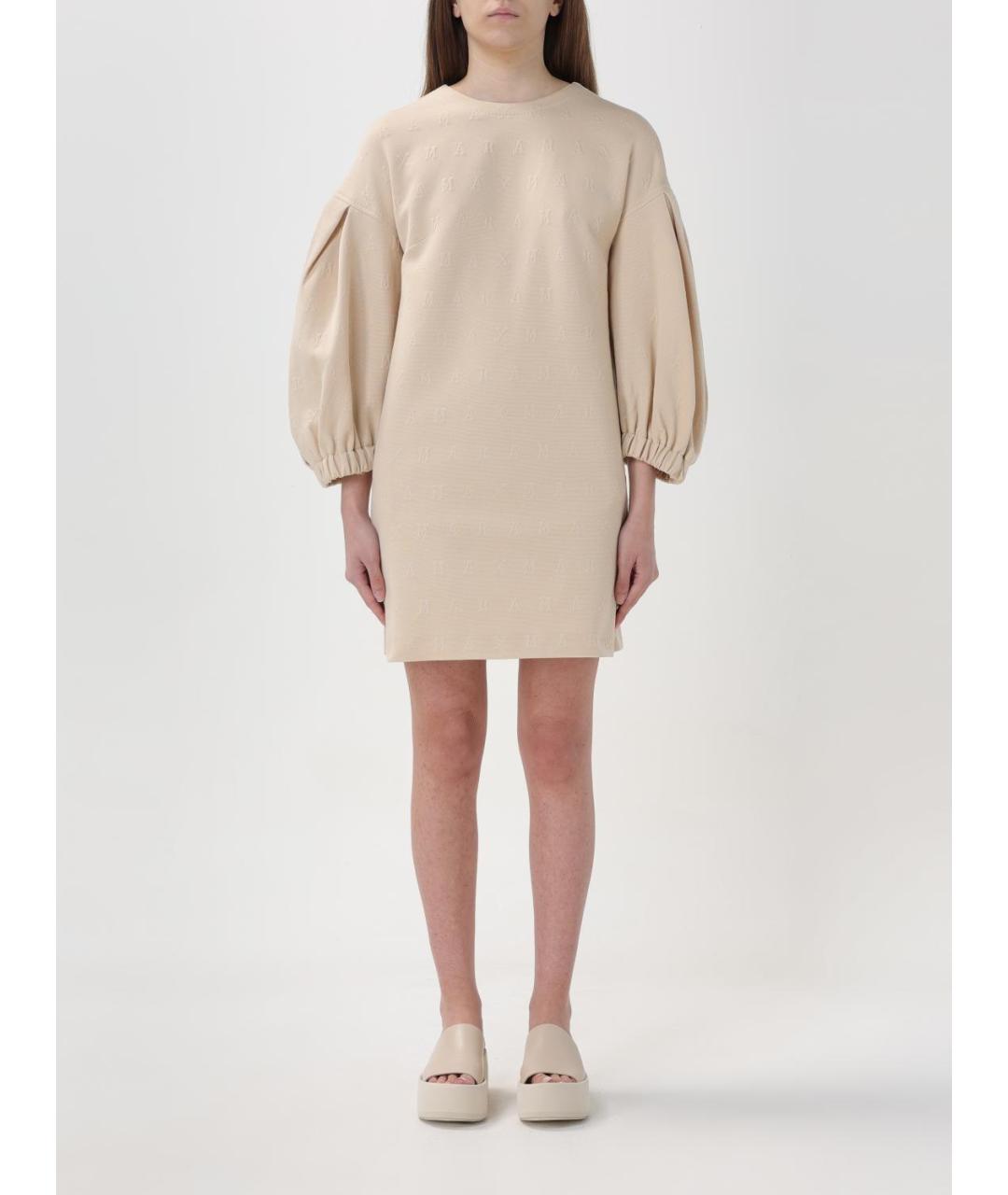MAX MARA Бежевое хлопковое повседневное платье, фото 2