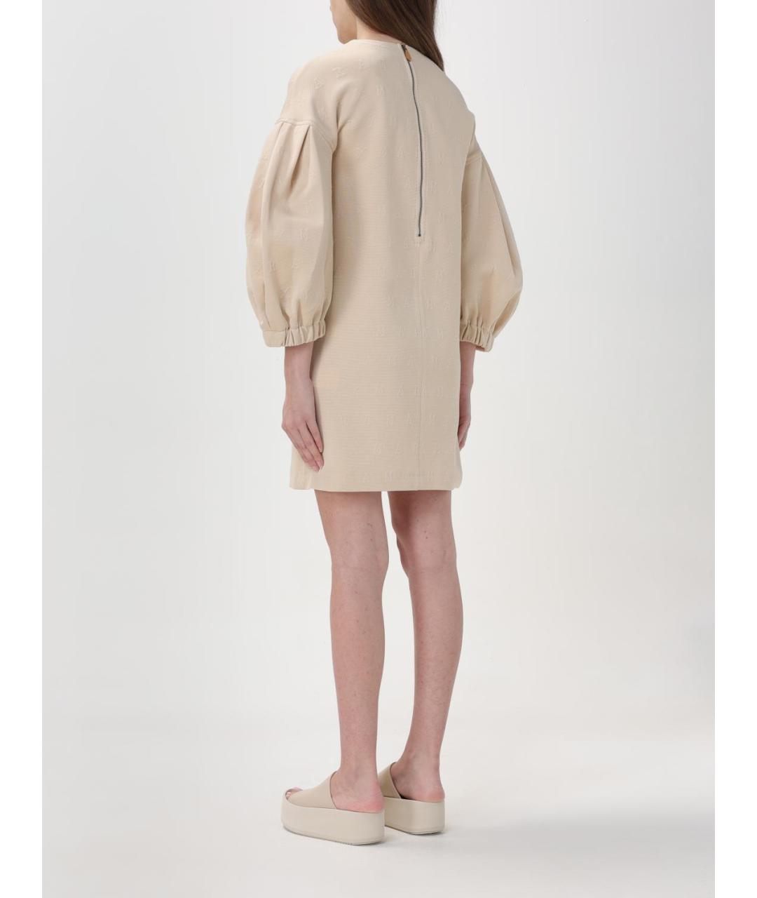 MAX MARA Бежевое хлопковое повседневное платье, фото 3