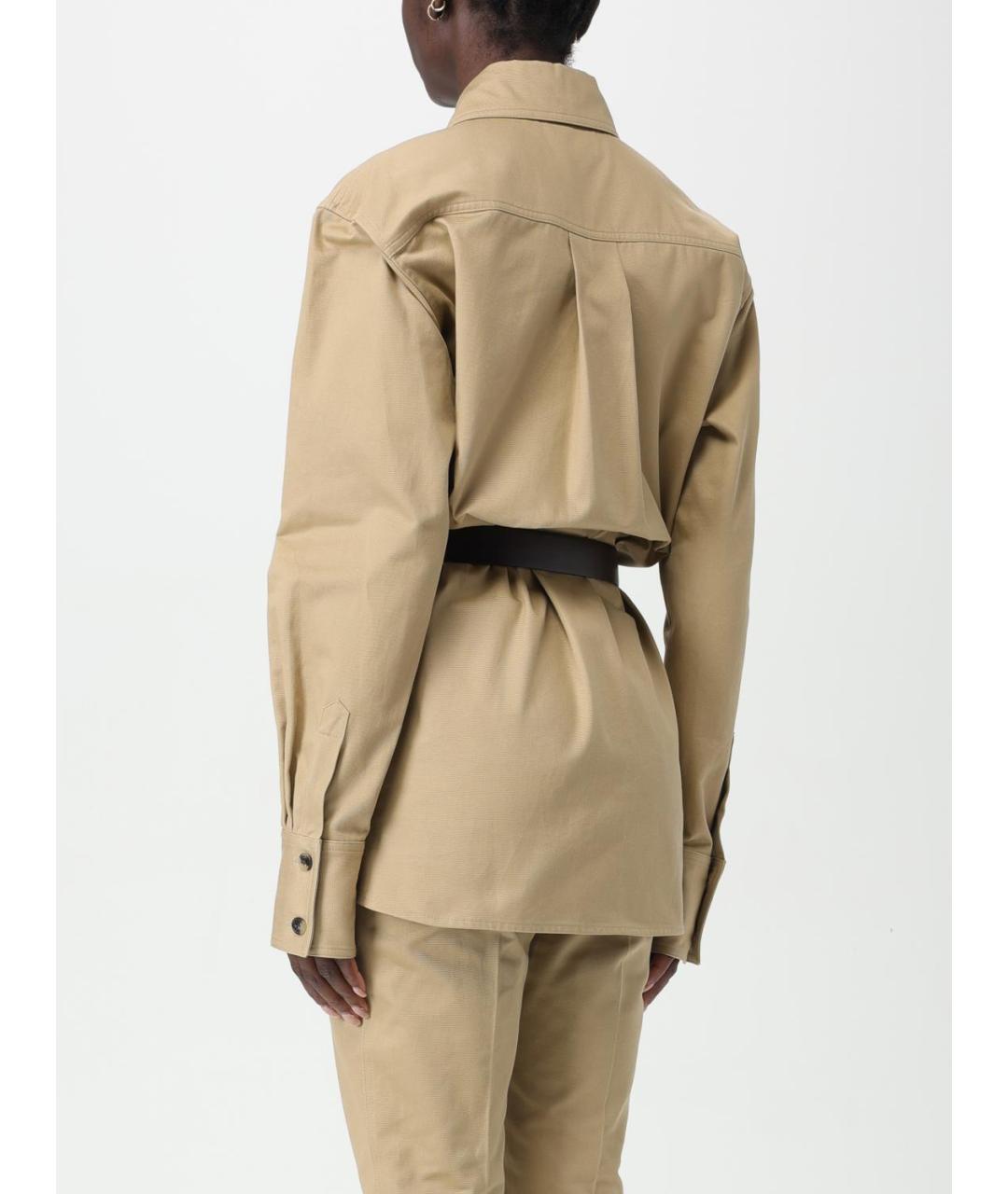 SAINT LAURENT Бежевая хлопковая рубашка, фото 4