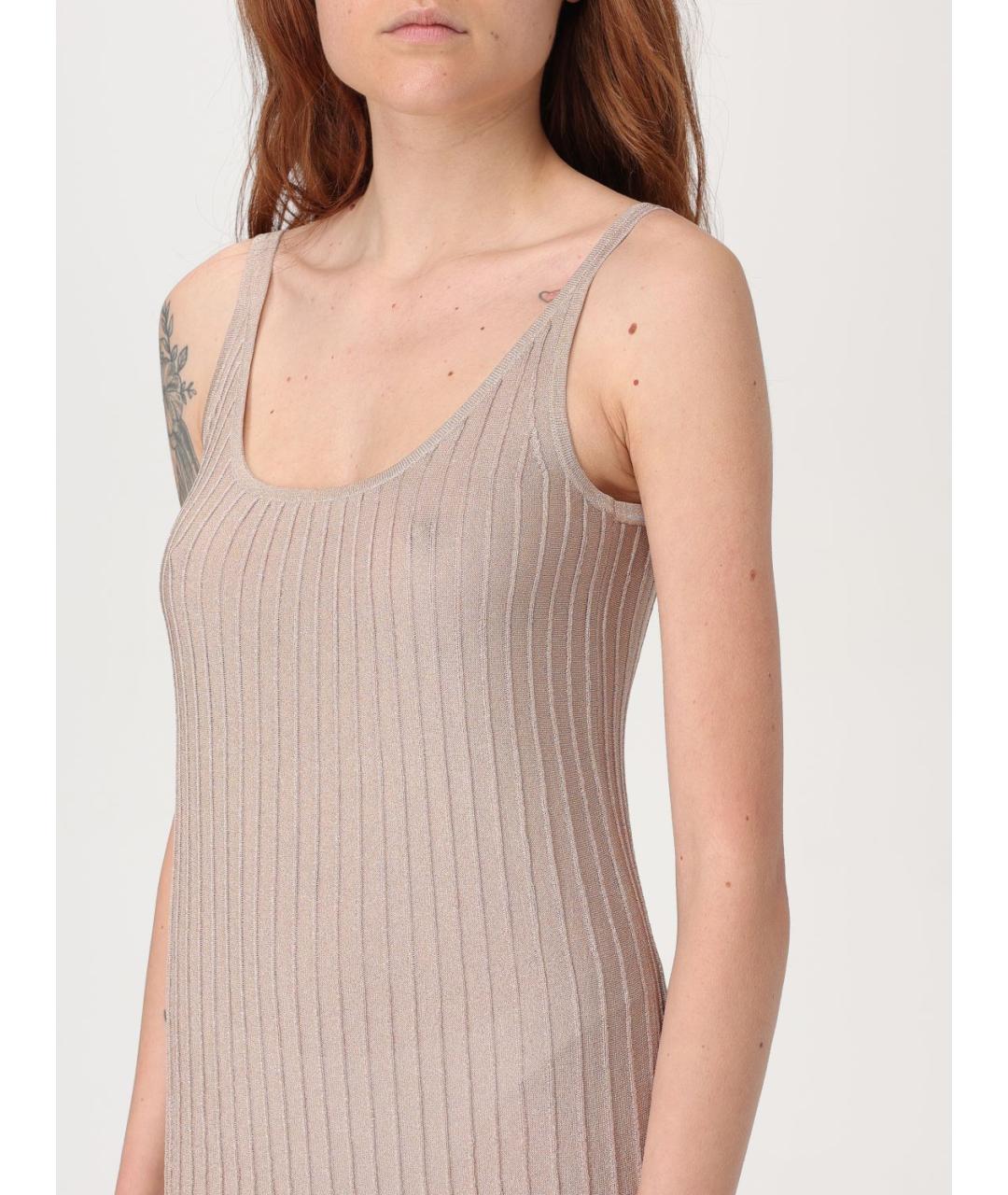 MAX MARA Бежевое вискозное повседневное платье, фото 4