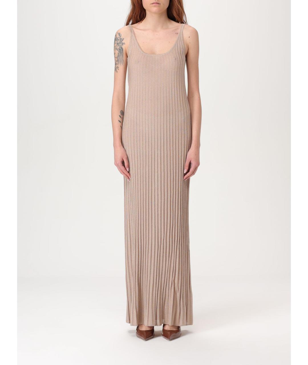 MAX MARA Бежевое вискозное повседневное платье, фото 2