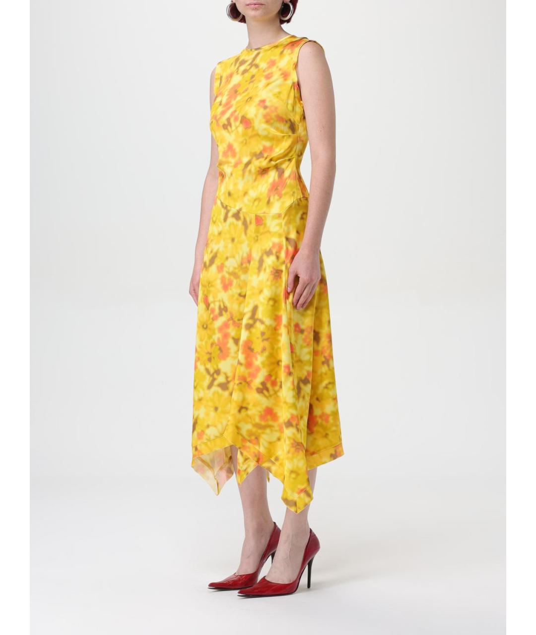 ACNE STUDIOS Желтое ацетатное повседневное платье, фото 4