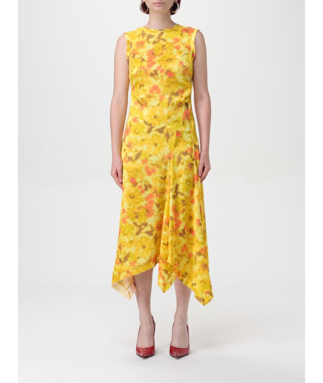 ACNE STUDIOS Желтое ацетатное повседневное платье, фото 2