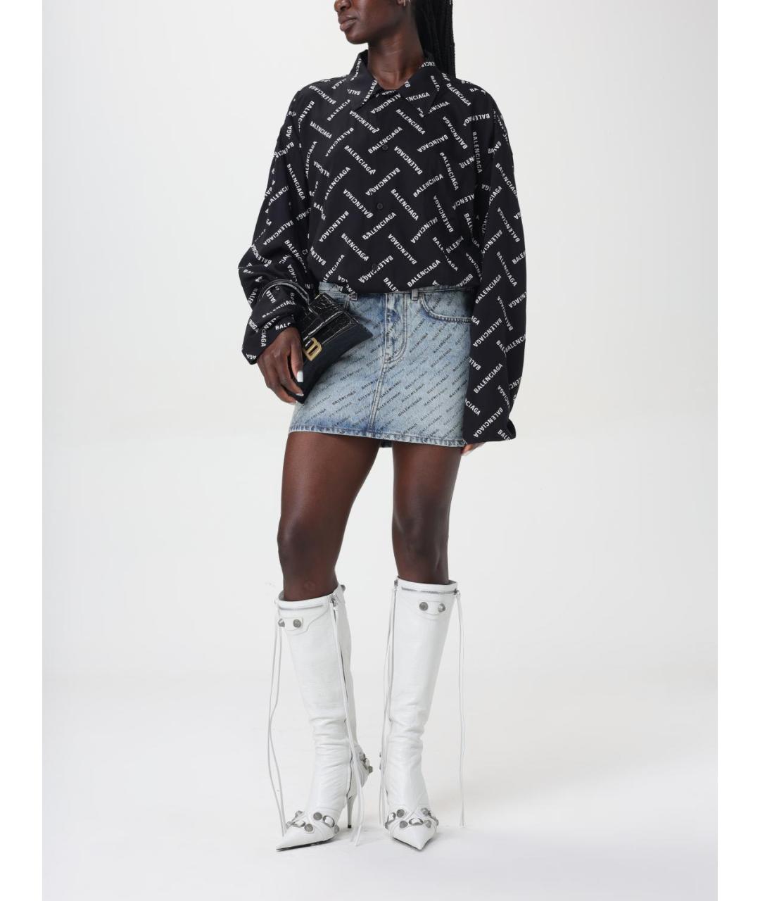 BALENCIAGA Синяя хлопковая юбка мини, фото 3