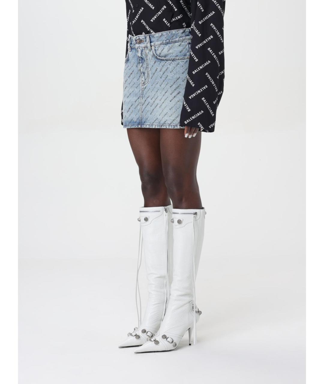 BALENCIAGA Синяя хлопковая юбка мини, фото 5