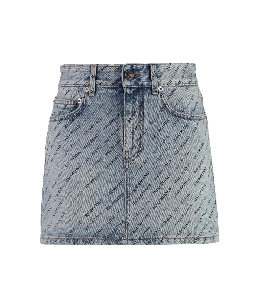 BALENCIAGA Синяя хлопковая юбка мини, фото 1