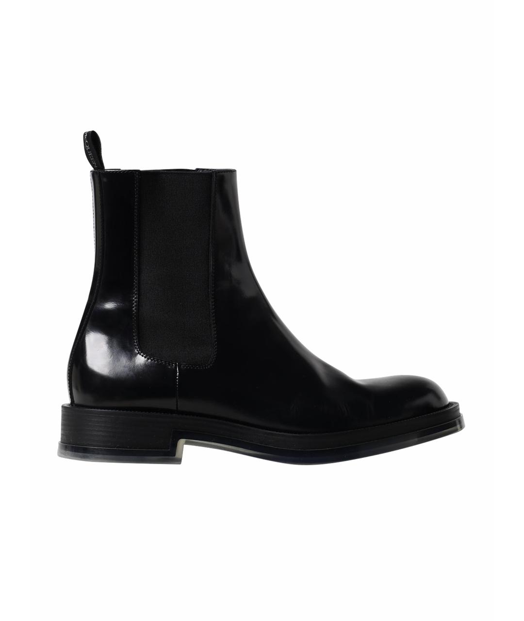 ALEXANDER MCQUEEN Черные высокие ботинки из лакированной кожи, фото 1