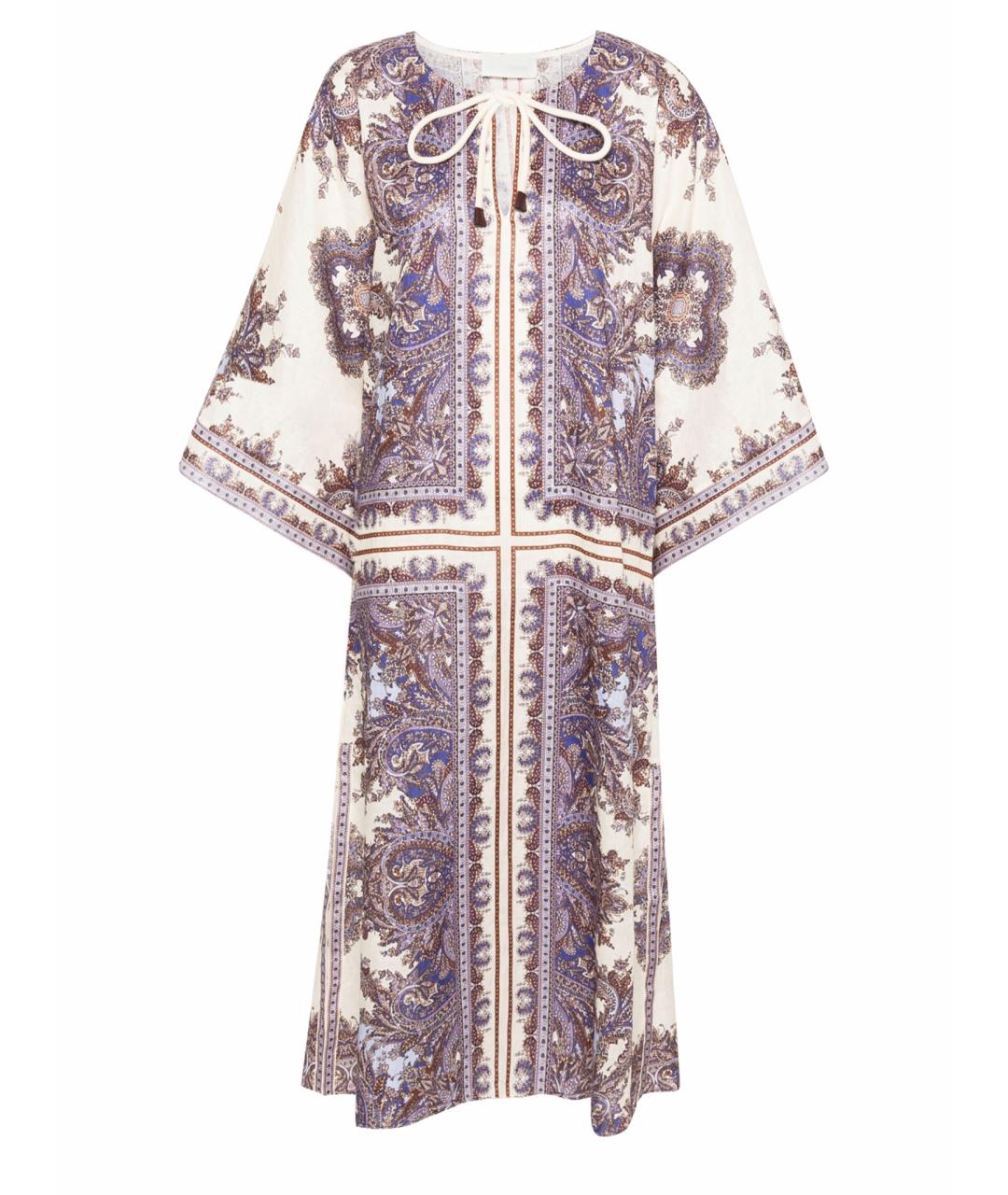 ZIMMERMANN Фиолетовое льняное повседневное платье, фото 1