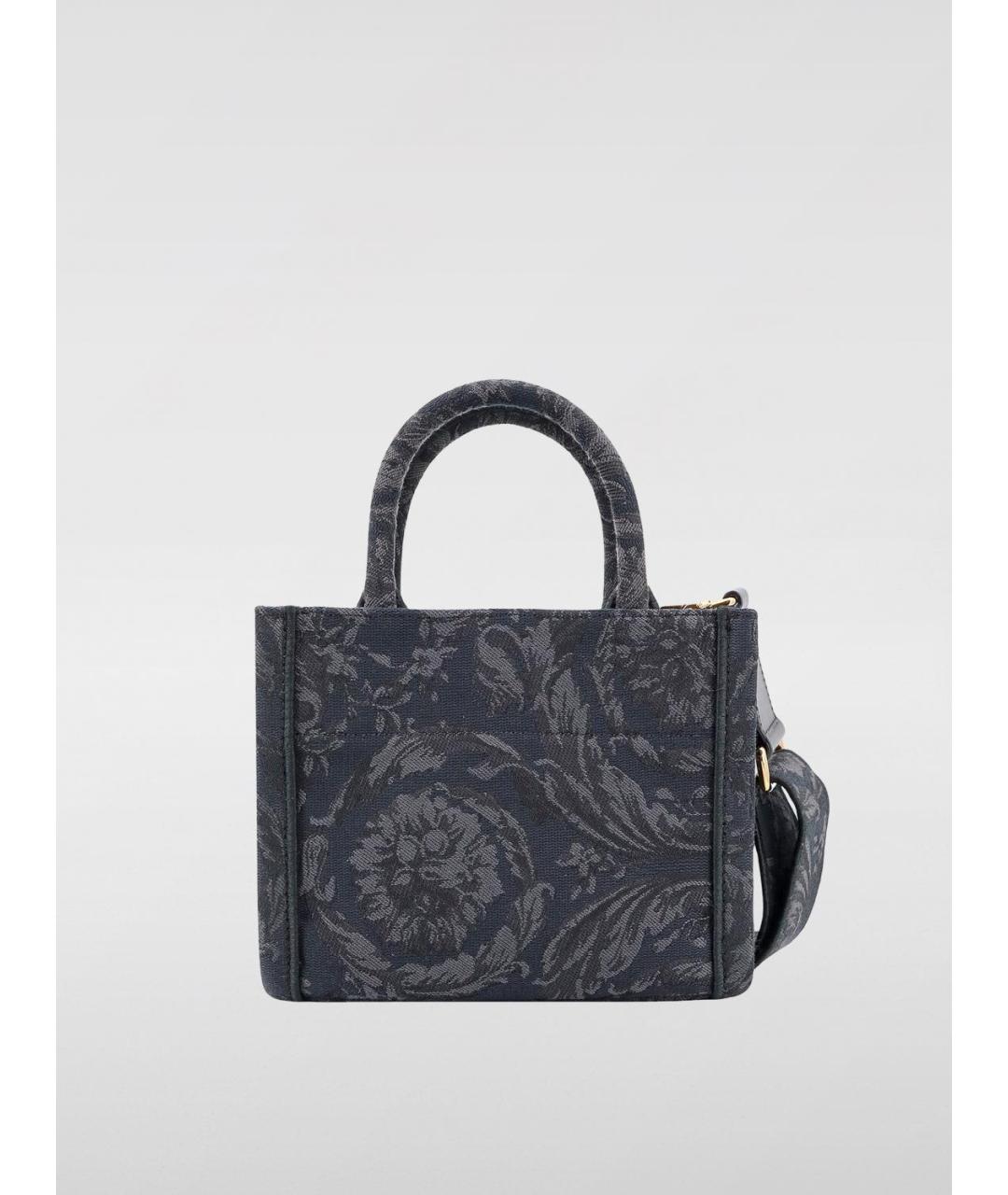 VERSACE Антрацитовая жаккардовая сумка тоут, фото 2