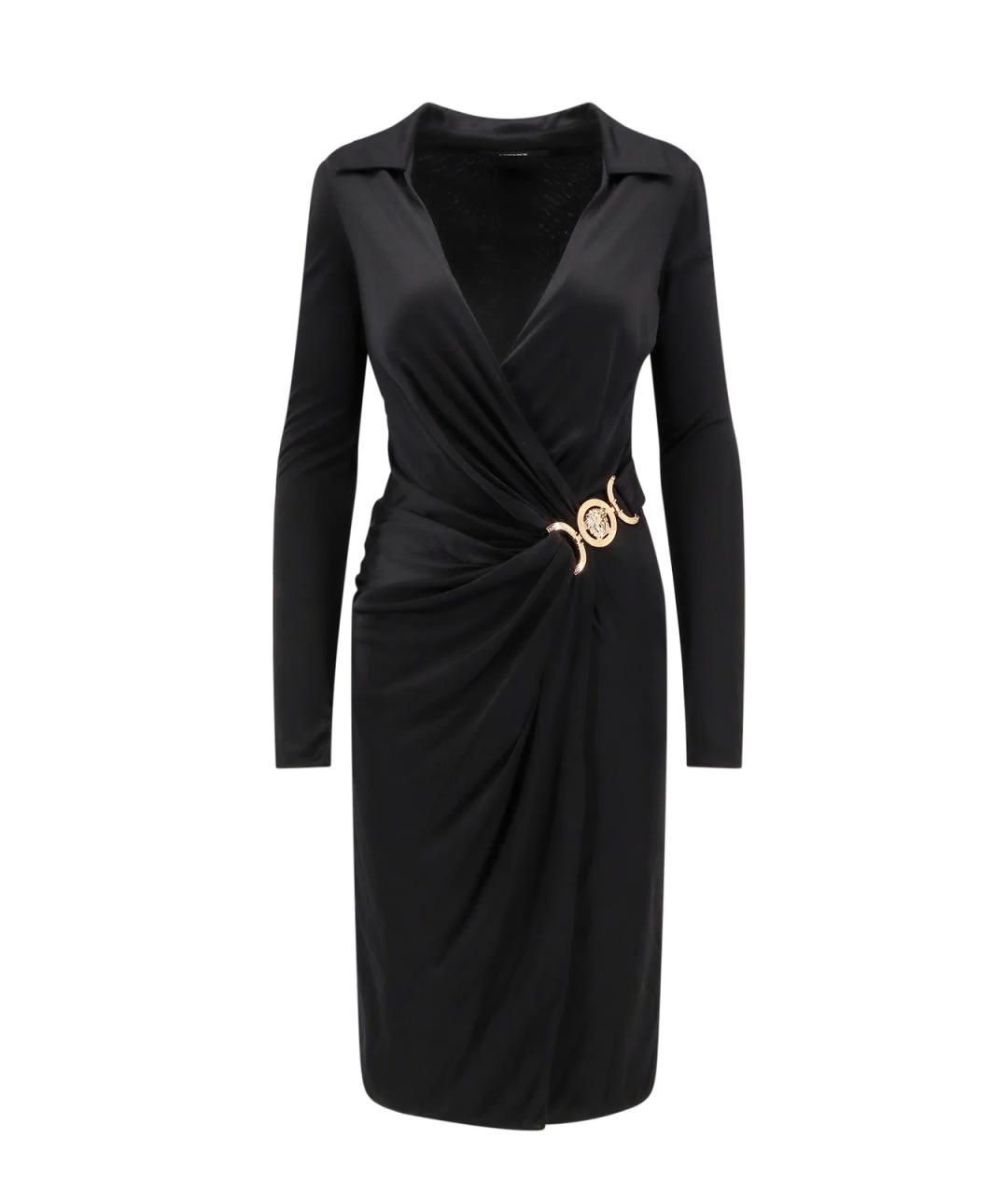 VERSACE Черное вискозное повседневное платье, фото 1