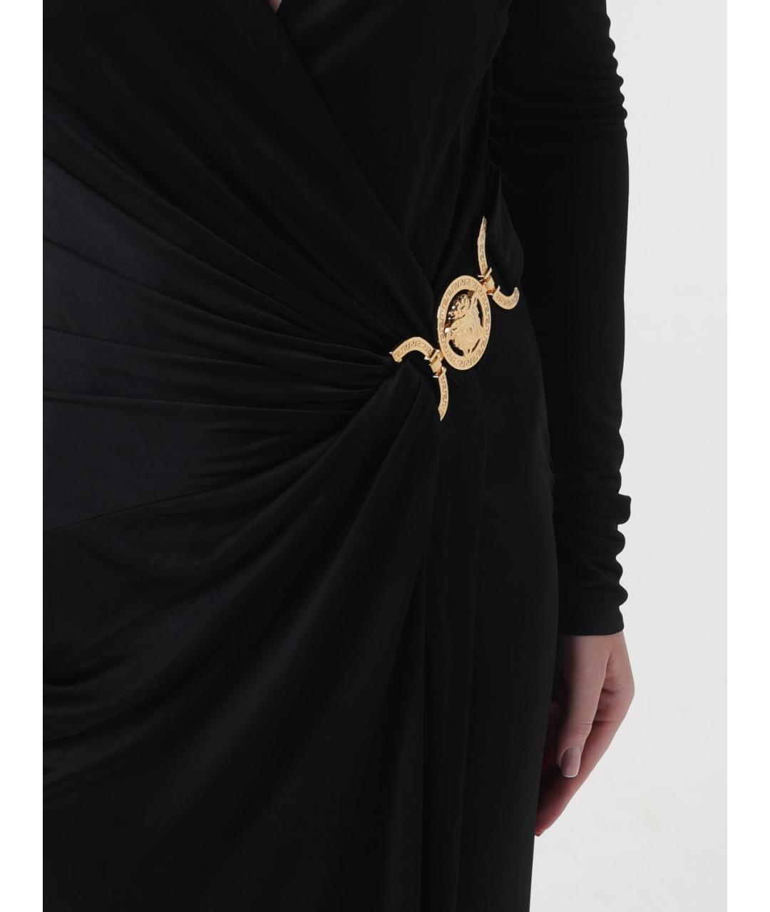 VERSACE Черное вискозное повседневное платье, фото 5