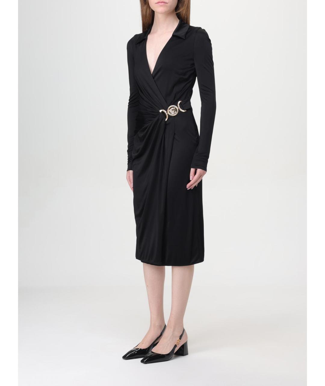 VERSACE Черное вискозное повседневное платье, фото 4