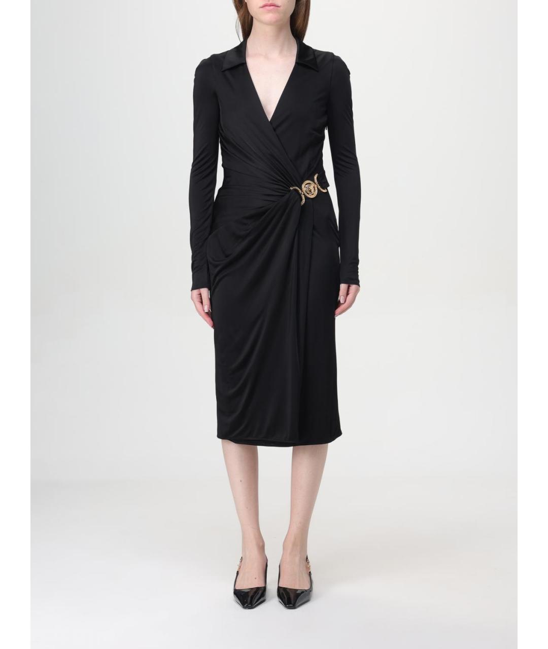 VERSACE Черное вискозное повседневное платье, фото 2