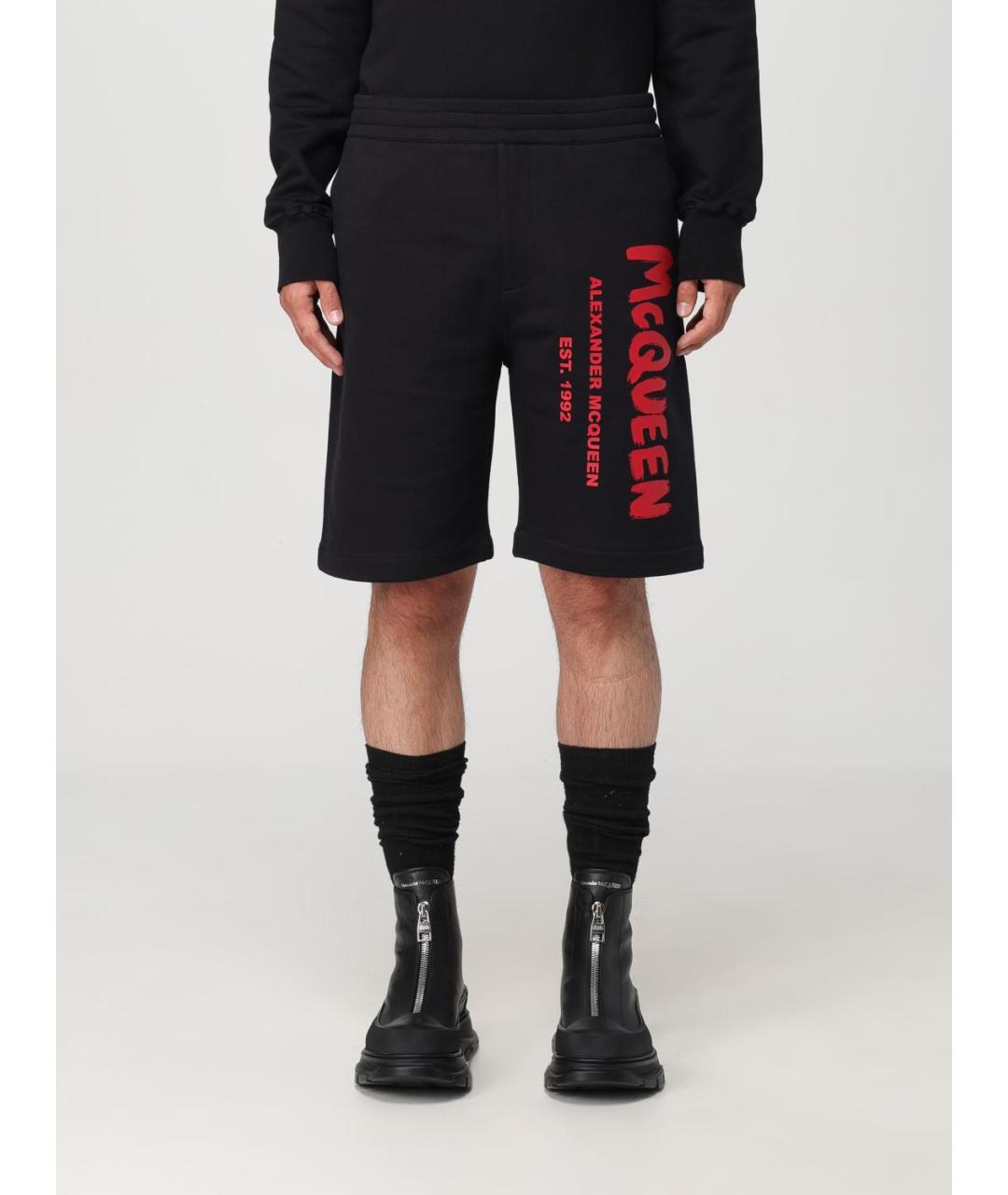 ALEXANDER MCQUEEN Черные хлопковые шорты, фото 2