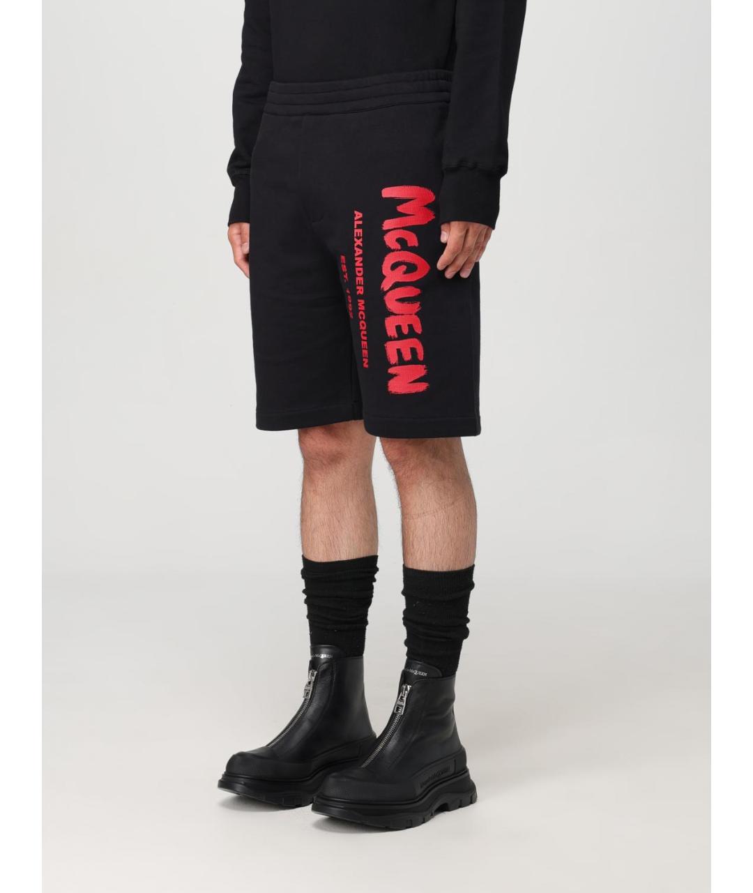 ALEXANDER MCQUEEN Черные хлопковые шорты, фото 5