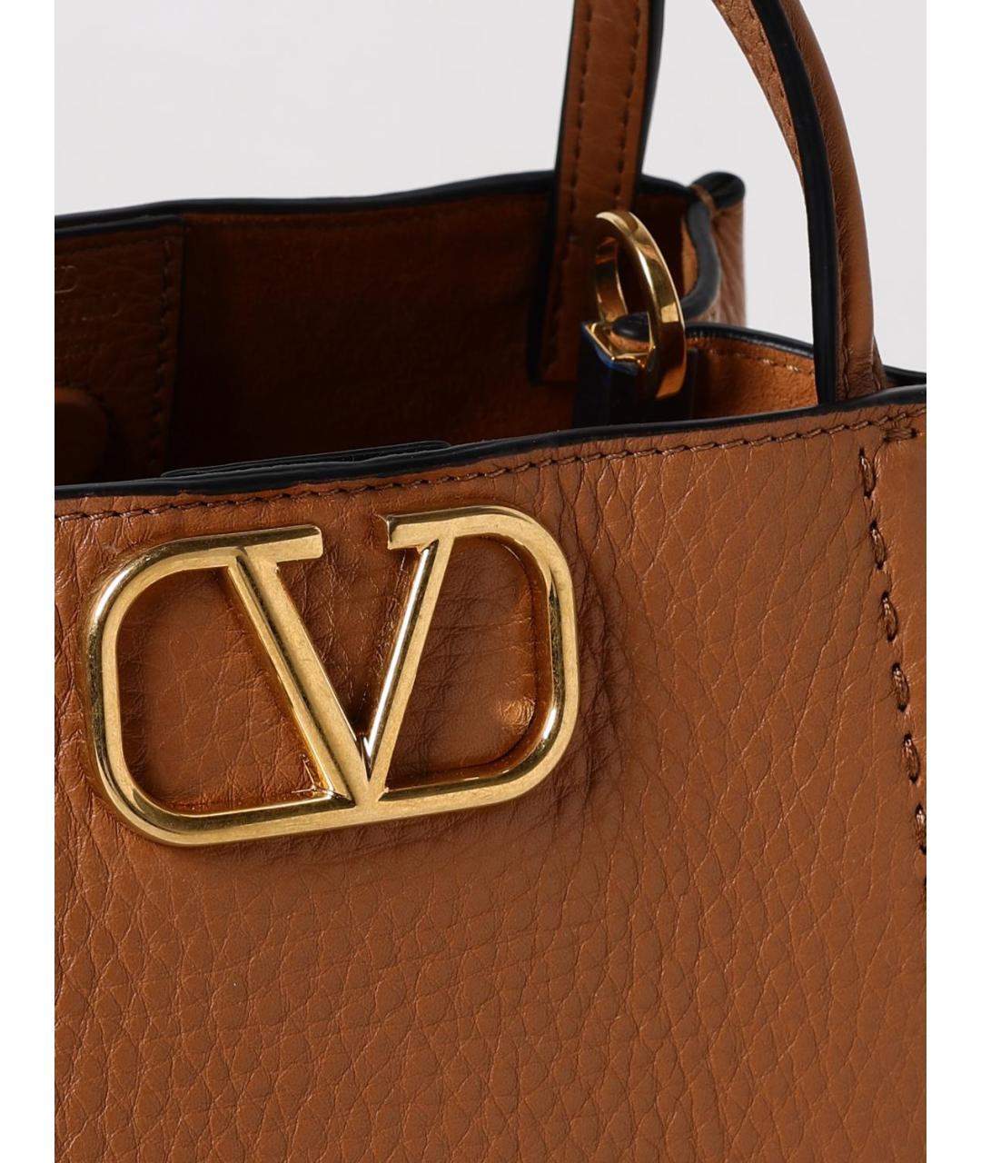 VALENTINO Бежевая кожаная сумка тоут, фото 4