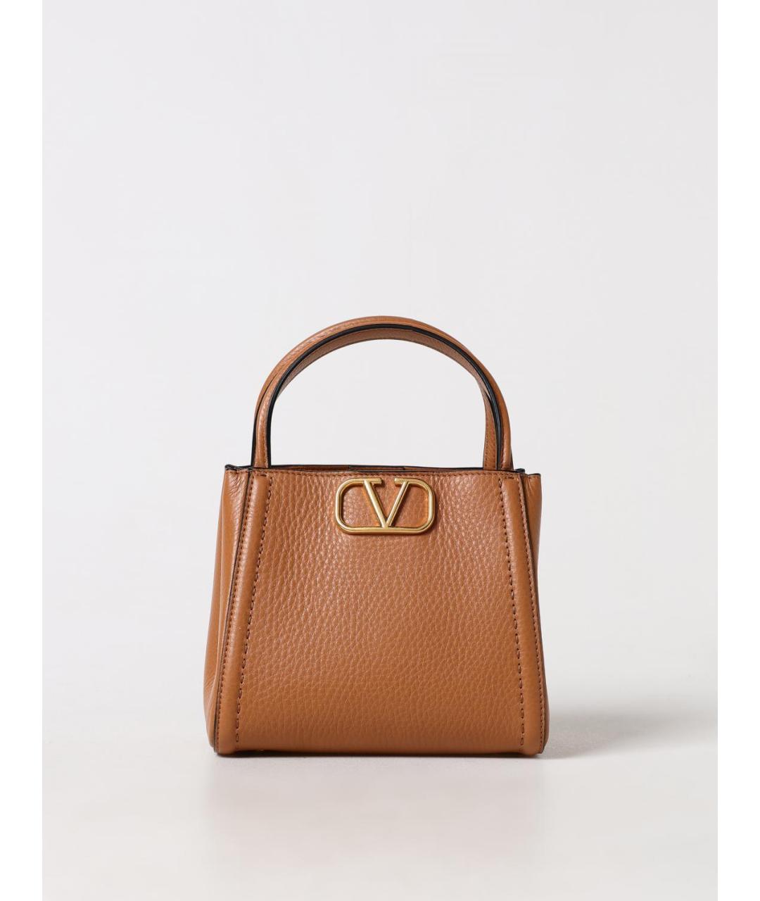 VALENTINO Бежевая кожаная сумка тоут, фото 6